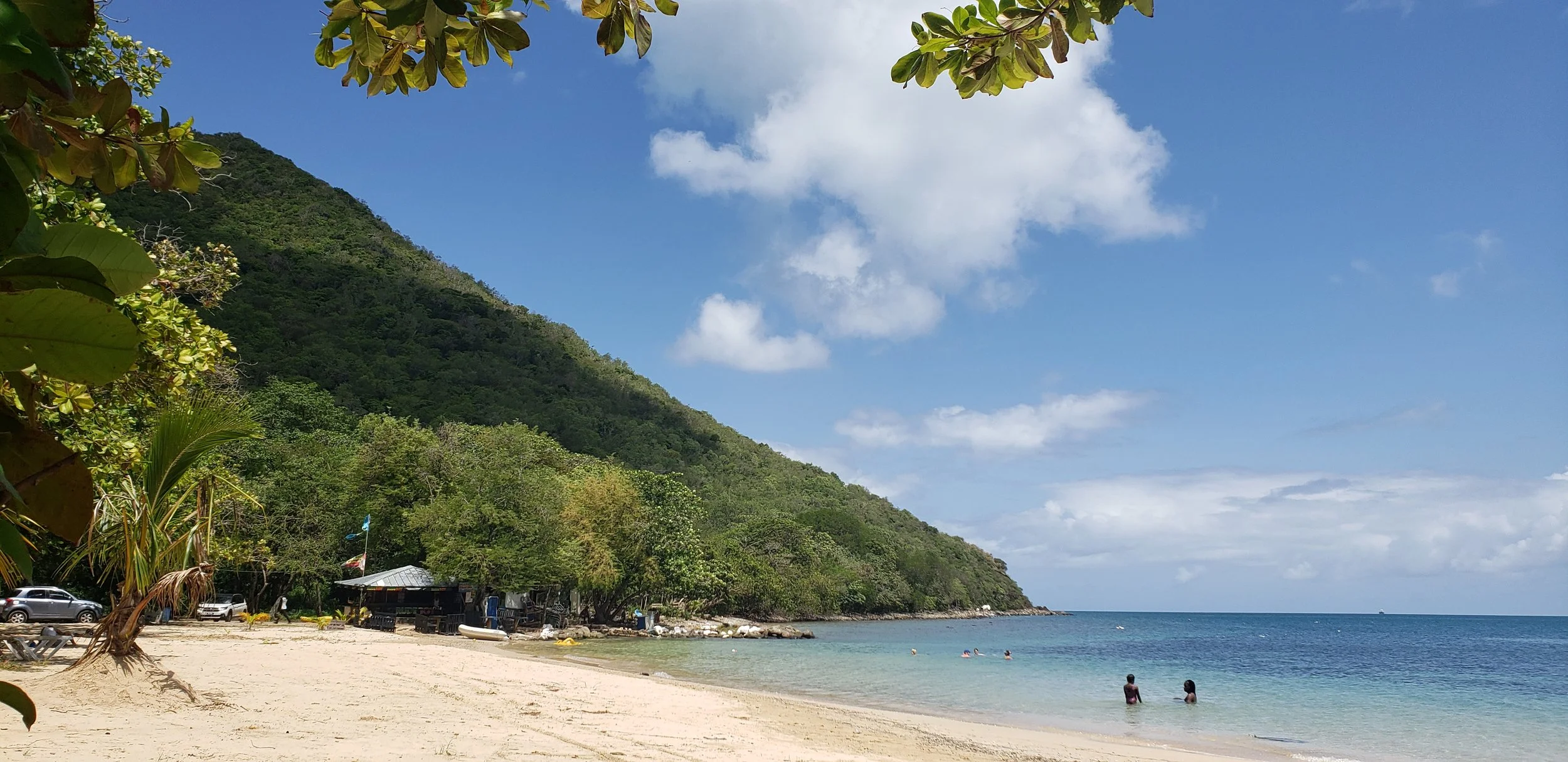 Beach and mountain view in the Caribbean